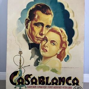 Vintage 1940s Retro Casablanca Movie Poster Solid Board